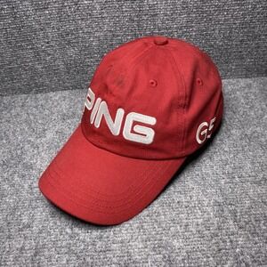 PING Hat Cap Strap Back Mens Red Golf Embroidered G5 Logo Dad Cotton Baseball